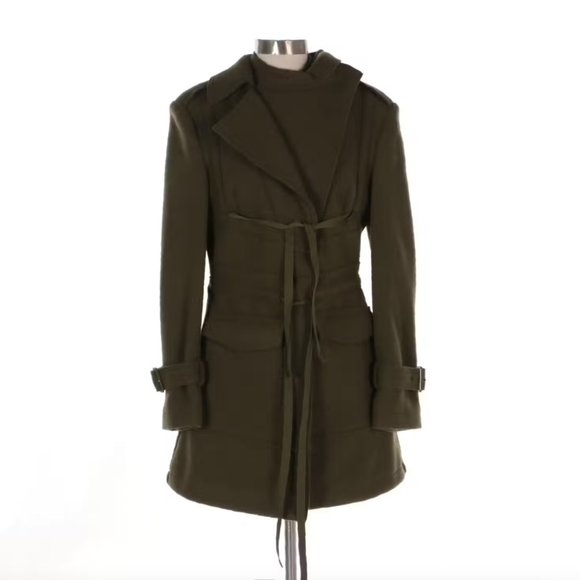 Alexander McQueen Jackets & Blazers - Alexander McQueen Asymmetrical Zip-Front Utility Style Coat in Green Wool Sz 44